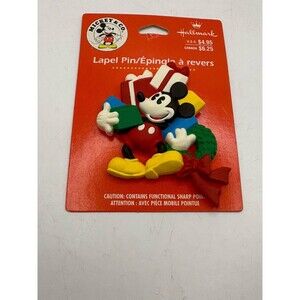 Vintage Hallmark Disney MICKEY MOUSE Holding Presents Holiday Lapel Pin